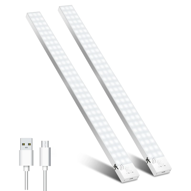 OUILA 60cm Under Cabinet Kitchen Lights, 5000K LED, 105 LEDs, Motion Sensor, USB Rechargeable, 5000mAh Battery, 100° Beam Angle, 100 Lumen, Aluminium Polycarbonate (PC), Magnetic Mount