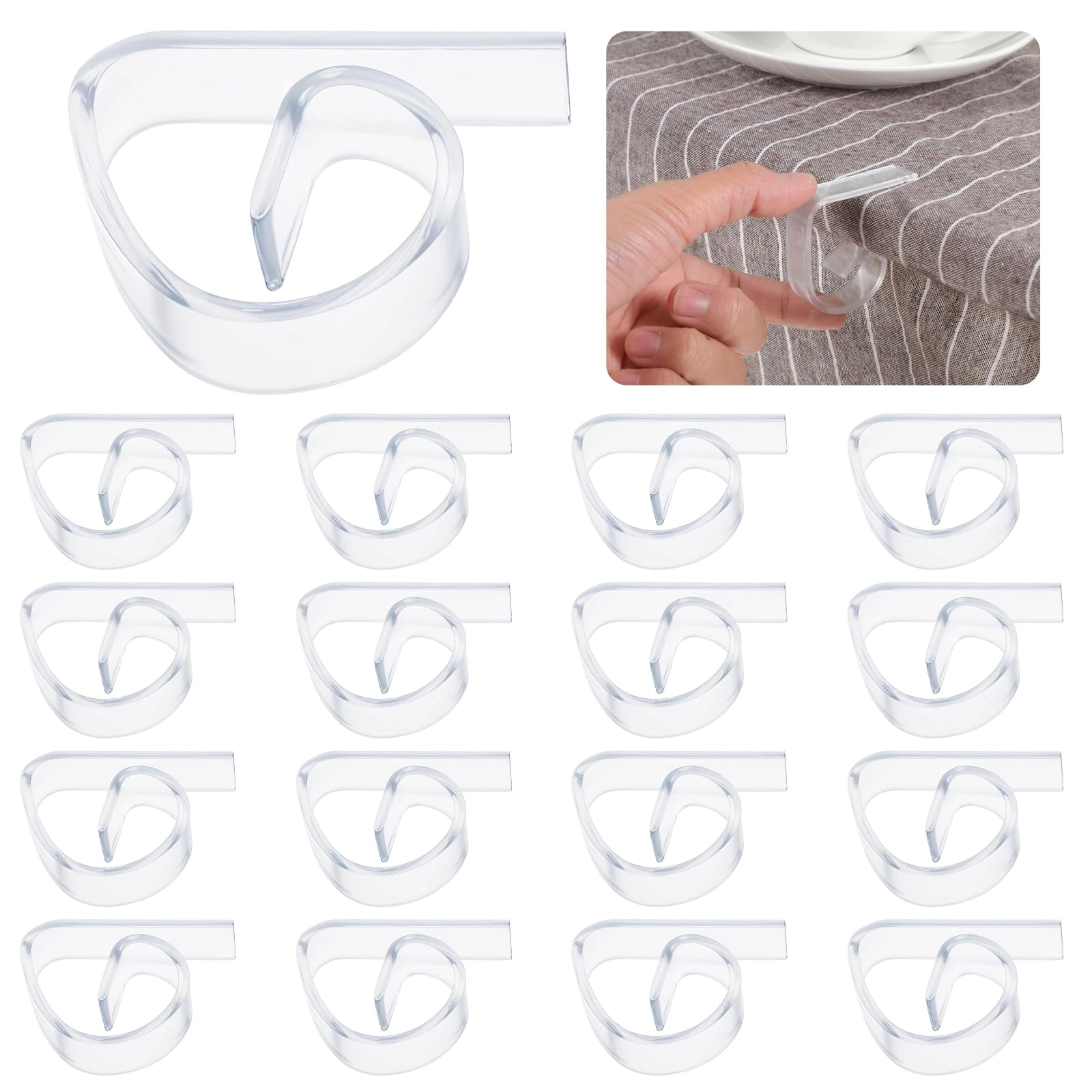 Nogeqi 12 Pcs Clear Clips for Tablecloths Outdoor, Transparent Tablecloth Clips for Thick Tables, Windproof Picnic Table Cover Clips, Table Clips to Hold Down Table Cloth for Christmas Wedding Party