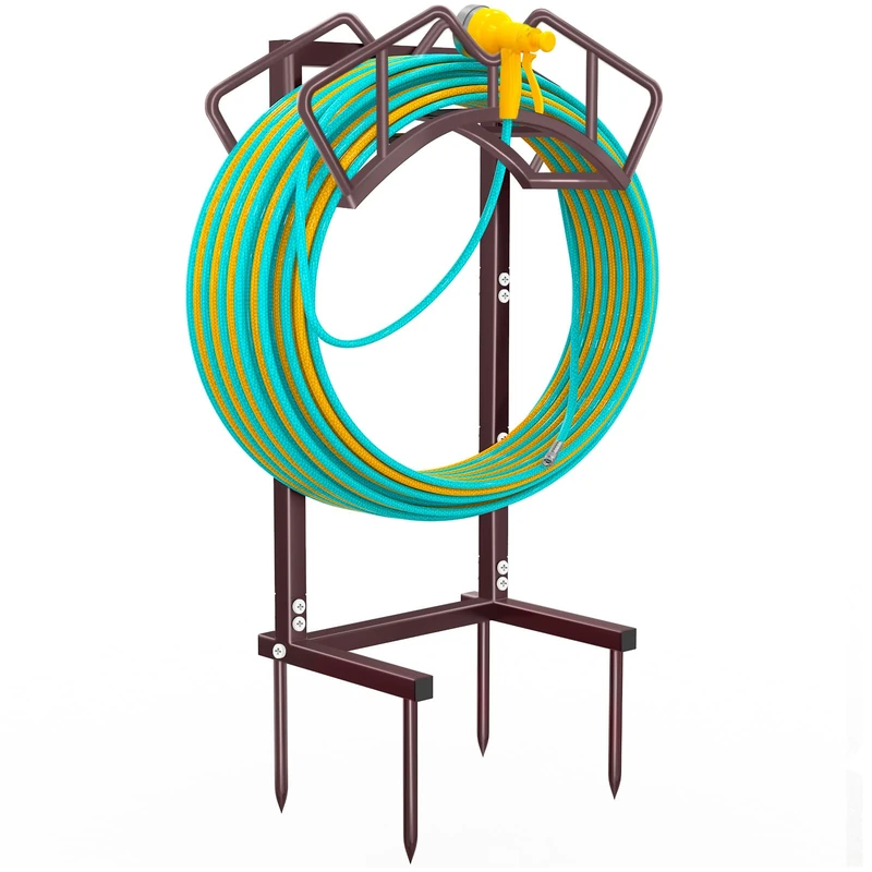 Qatsrin Super Stable Garden Hose Holder, Detachable Water Hose Holders Hose Storage Hold 120-Feet Hose, Water Hose Holder for Outside, Yard, Lawn, Farm (Bronze)