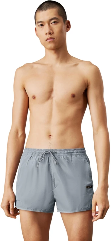 Calvin Klein Men’s Runner Quick Dry Swim Shorts, Grey (Quarry), L