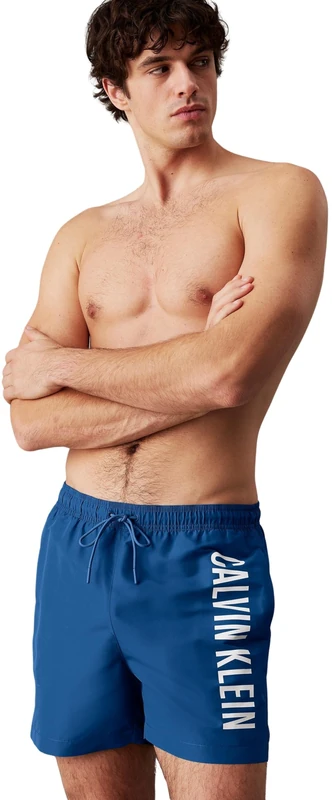 Calvin Klein Men’s Medium Drawstring Swim Shorts, Blue (Patch of Blue), S