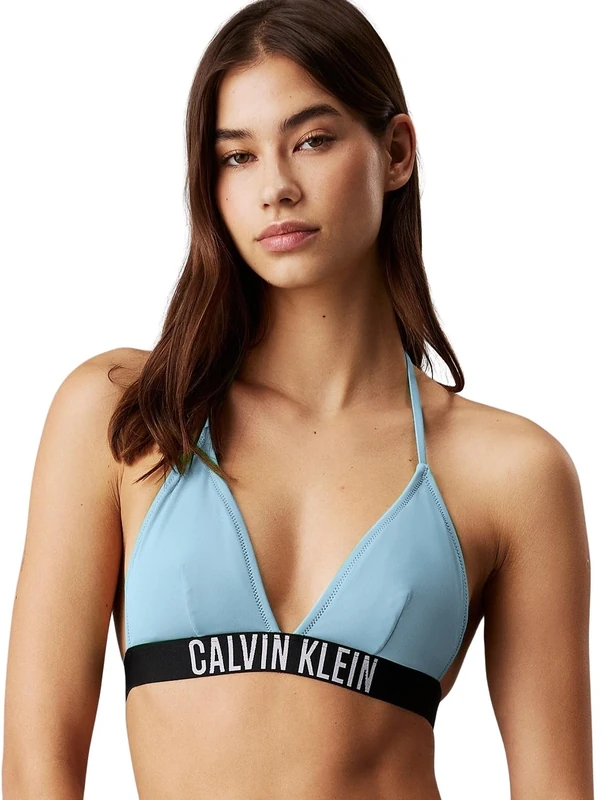 Calvin Klein Women’s Triangle Bikini Top with Removable Padding, Blue (Skim Blue), XL