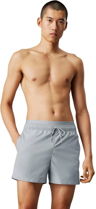 Calvin Klein Men’s Medium Double Drawstring Swim Shorts, Grey (Quarry), S