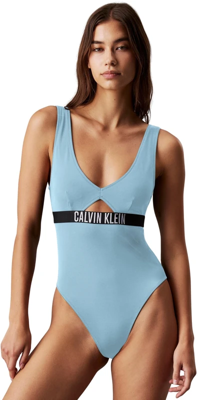 Calvin Klein Women’s Swimsuit with Cut Out, Blue (Skim Blue), S