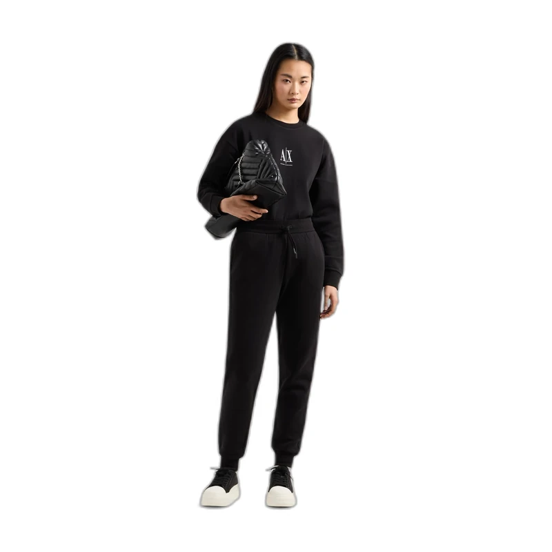Armani Exchange Women's Icon Project, Color Contrast Emboidered Logo Sweatpants, Black, S