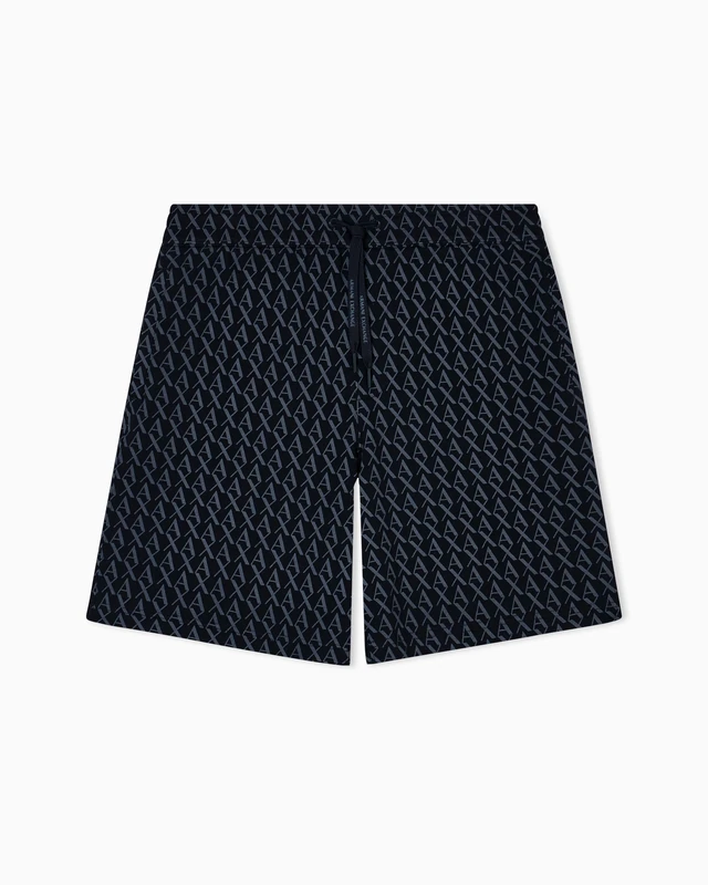 Armani Exchange Men's Essential, All-Over Monogram Shorts, Black, S