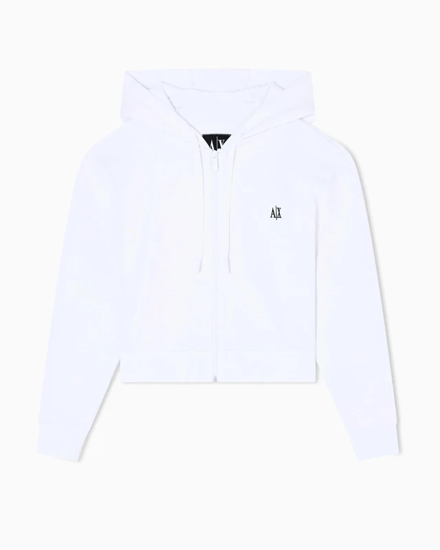 Armani Exchange Women's Icon Project, Small Logo Embroidery, Cropped Fit Sweatshirt, White (optic white), S