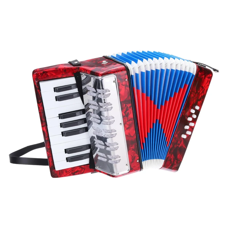 sourcing map Accordion, 17 Keys 8 Bass Button Accordion Mini Musical Instrument Lightweight for Adults Beginners Educational, Red