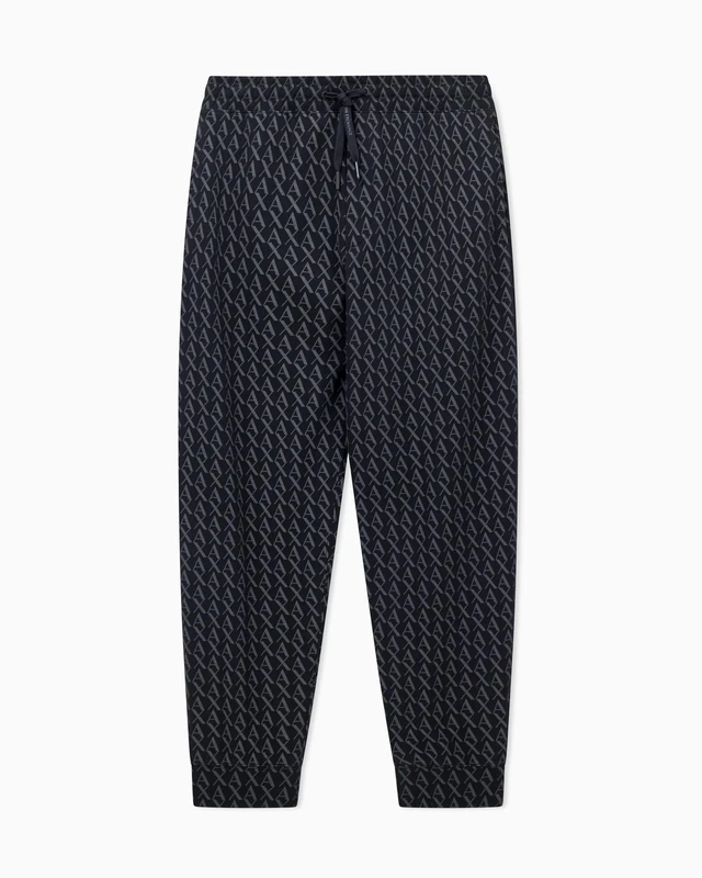 Armani Exchange Men's Essential, All-Over Monogram, Sweatpants, Black, S, Black, S