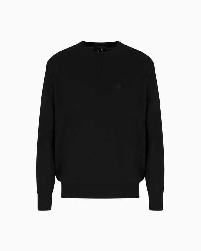 Armani Exchange Men's Icon Project, Emboidered Logo Pullover Sweater, Black, 3XL