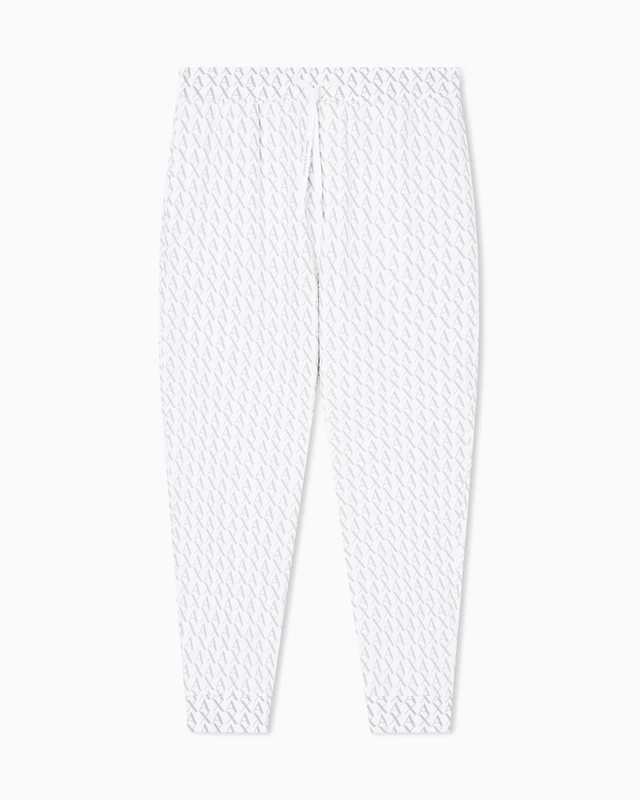 Armani Exchange Men's Essential, All-Over Monogram Sweatpants, Off White, XS