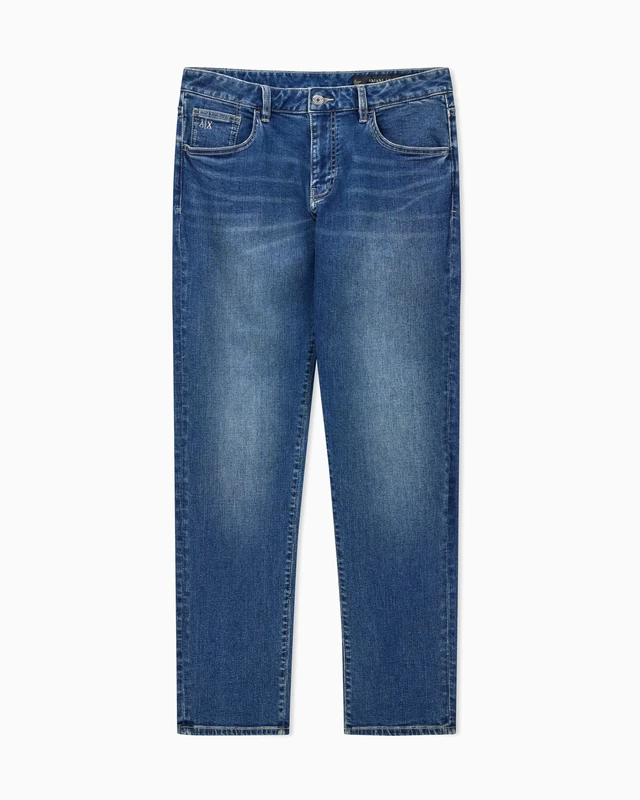 Armani Exchange Men's Essential, Patch Logo Lettering, Jeans, Blue, 32, Blue Denim, 22