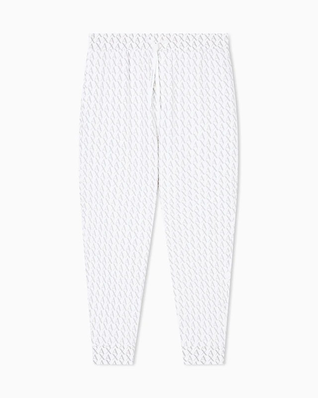 Armani Exchange Men's Essential, All-Over Monogram Sweatpants, Off White, XL