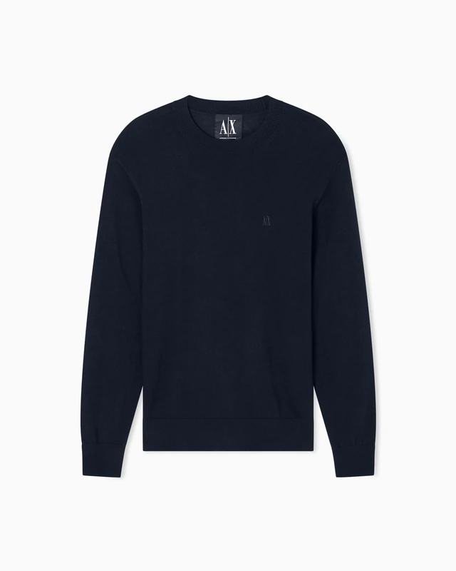 Armani Exchange Men's Icon Project, Emboidered Logo Pullover Sweater, deep Navy, XS