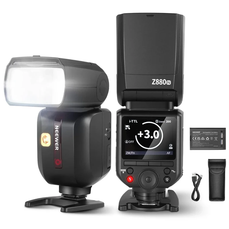 Neewer Z880-N 2.4G 76Ws i-TTL Camera Flash Speedlite Compatible with Nikon, Upgraded UI, Adjustable Modeling Lamp, TTL/M Quick Switch TCM Key, 1/8000s HSS 7.2V/3000mAh Battery 600 Full Power Flash
