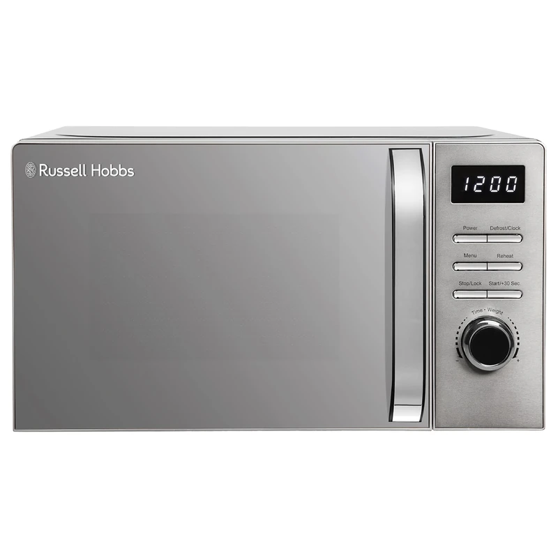 Russell Hobbs Titanium Digital Microwave 20 Litre 800W Solo Digital with 5 Power Levels, Defrost Function & Easy Clean, 60 Minute Timer, 8 Auto-Cook Menus, RHMD832T