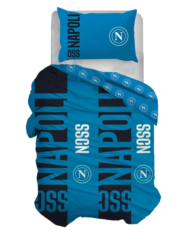 hermet SSC Napoli Cotton Single Duvet Cover Set, Duvet Cover Set, Bag + Pillowcase, 100% Cotton, Official Product, (Does Not Contain Fitted Sheet)