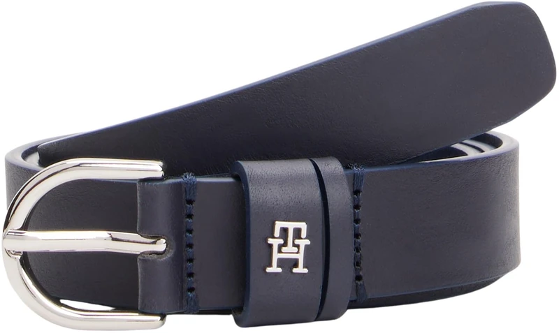 Tommy Hilfiger Women’s 2.5 cm Essential Effortless Leather Belt, Blue (Space Blue), 27.6 inches - Image 1