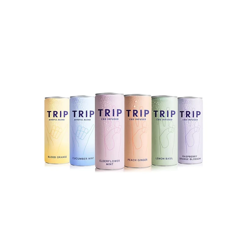 TRIP Variety Pack with Six Flavours – 8 Sparkling Drinks with CBD + 4 with Magnesium, Lion’s Mane, Chamomile & Lemon Balm. Low Calorie & Vegan (12 x 250ml)