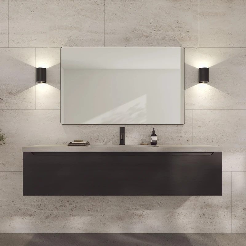 Loevschall Refine Wall Mirror Black with Frame 120 x 75 cm Decorative Mirror for Bathroom, Living Room, Bedroom & Hallway Minimalist & Stylish Brushed Brass Mirror