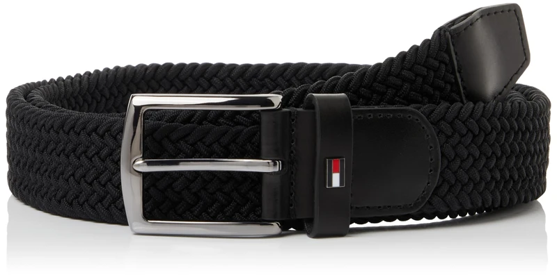 Tommy Hilfiger Men’s Elastic Woven Denton Belt, Black (Black), 31.5 inches