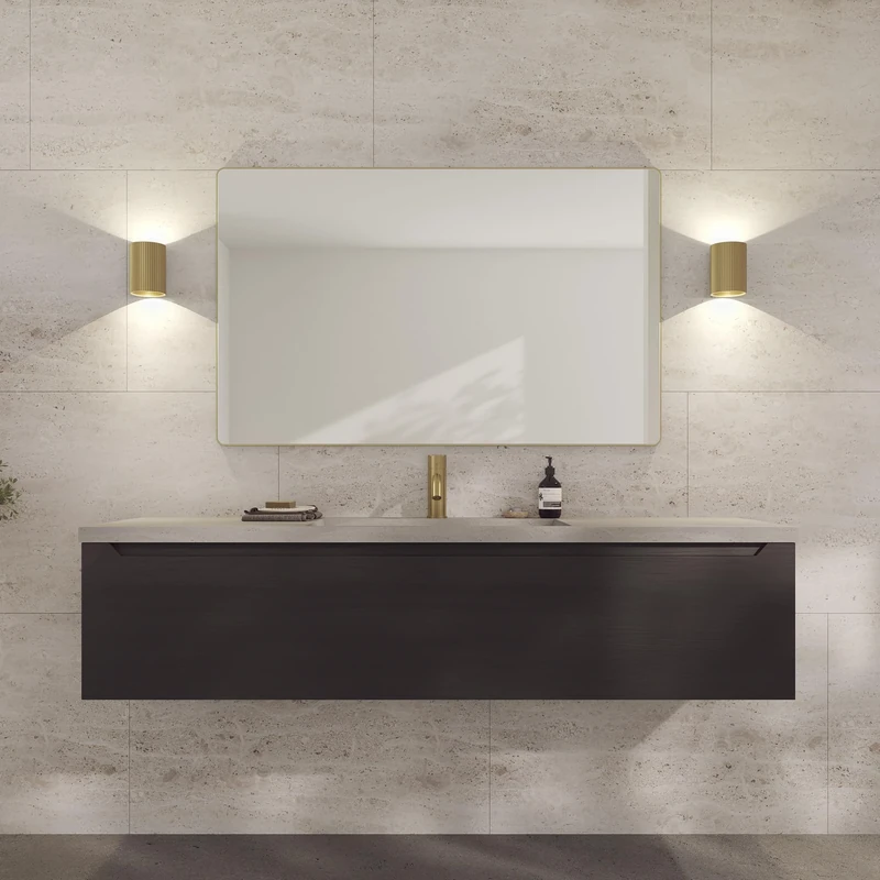 Loevschall Refine Mirror | Wall Mirror Gold with Frame | 120 x 75 cm | Decorative Mirror for Bathroom, Living Room, Bedroom & Hallway | Minimalist & Stylish Mirror Made of Brushed Brass