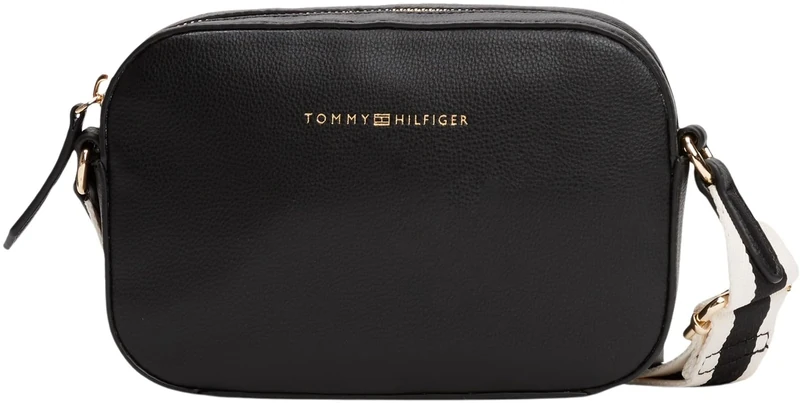 Tommy Hilfiger Women’s Small Logo Tape Crossbody Camera Bag, Black (Black), One Size