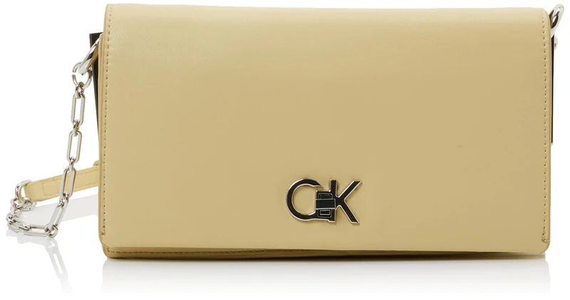 Calvin Klein Women’s Re-Lock Mini Crossbody Bag with Turn Lock Fastening, Yellow (Parsnip), One Size
