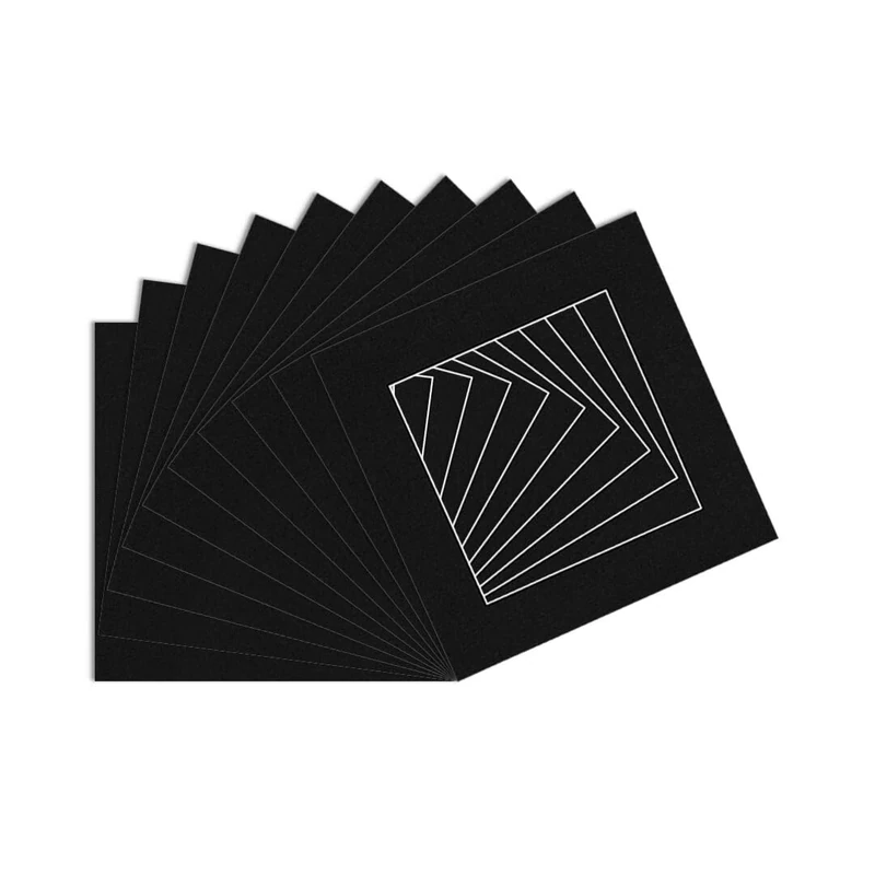 Procut Global Pack of 20 6x6 inch Black Picture Mounts to Fit 4x4'' Size Photo Mount with Aperture for 4x4'' Black Mount Board Card Picture Frame Mats For Display Artwork or Paintings