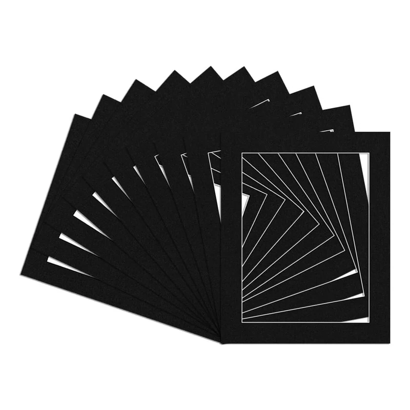 Procut Global Pack of 20 9x7" inch Black Picture Mounts to Fit 5x7'' Size Photo Mount with Aperture for 5x7'' Black Mount Board Card Picture Frame Mats For Display Artwork or Paintings