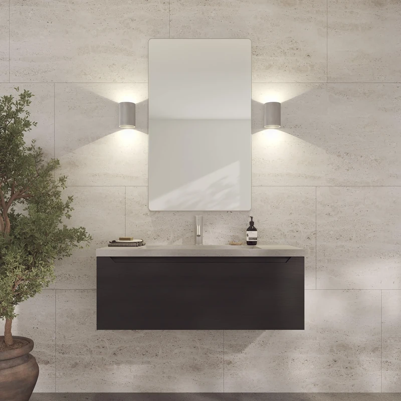Loevschall Refine Mirror | Wall Mirror Silver with Frame | 60 x 100 cm | Decorative Mirror for Bathroom, Living Room, Bedroom & Hallway | Minimalist & Stylish Mirror Made of Brushed Brass