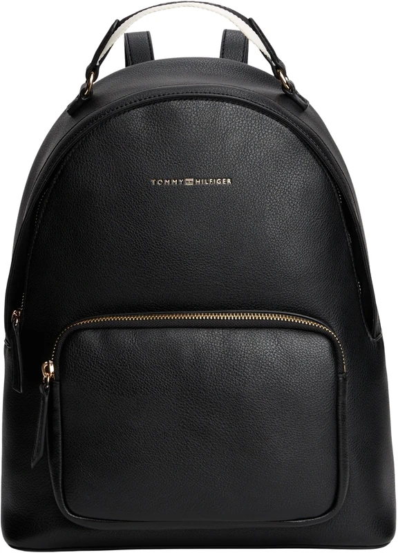 Tommy Hilfiger Women’s Medium Logo Tape Backpack, Black (Black), One Size
