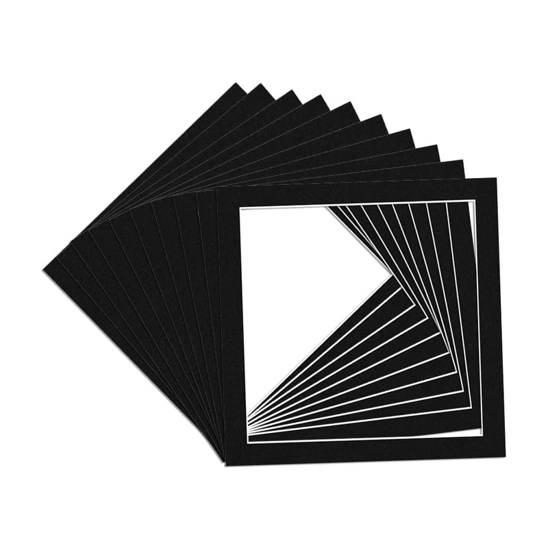 Procut Global Pack of 20 5x5 inch Black Picture Mounts to Fit 3.5x3.5'' Size Photo Mount with Aperture for 3.5x3.5'' Black Mount Board Card Picture Frame Mats For Display Artwork
