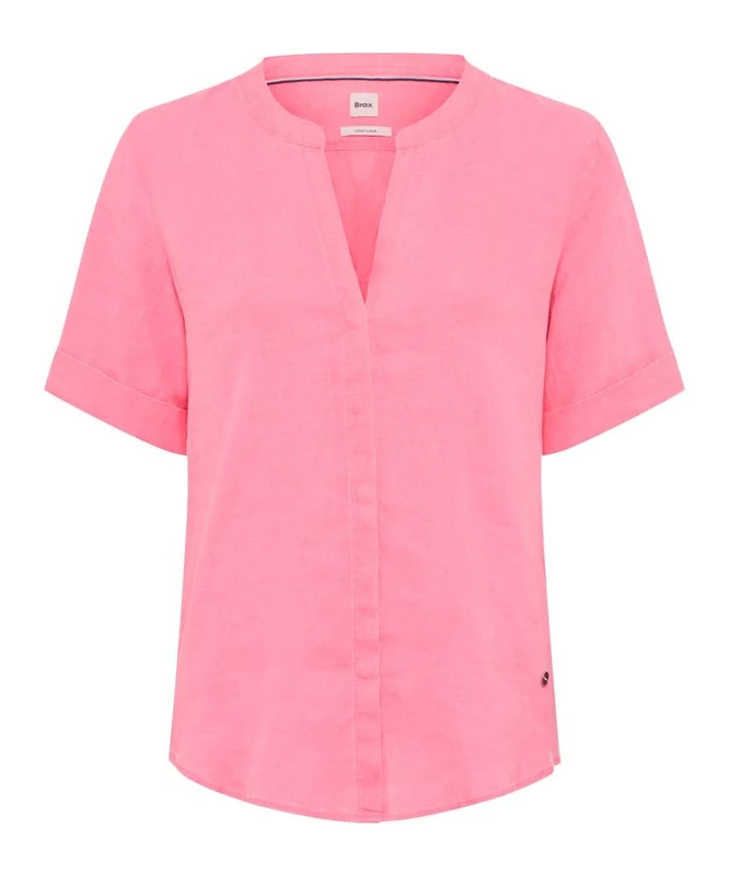 Style Veri Linen Half Sleeve Blouse, 80 Dragonfruit, 10