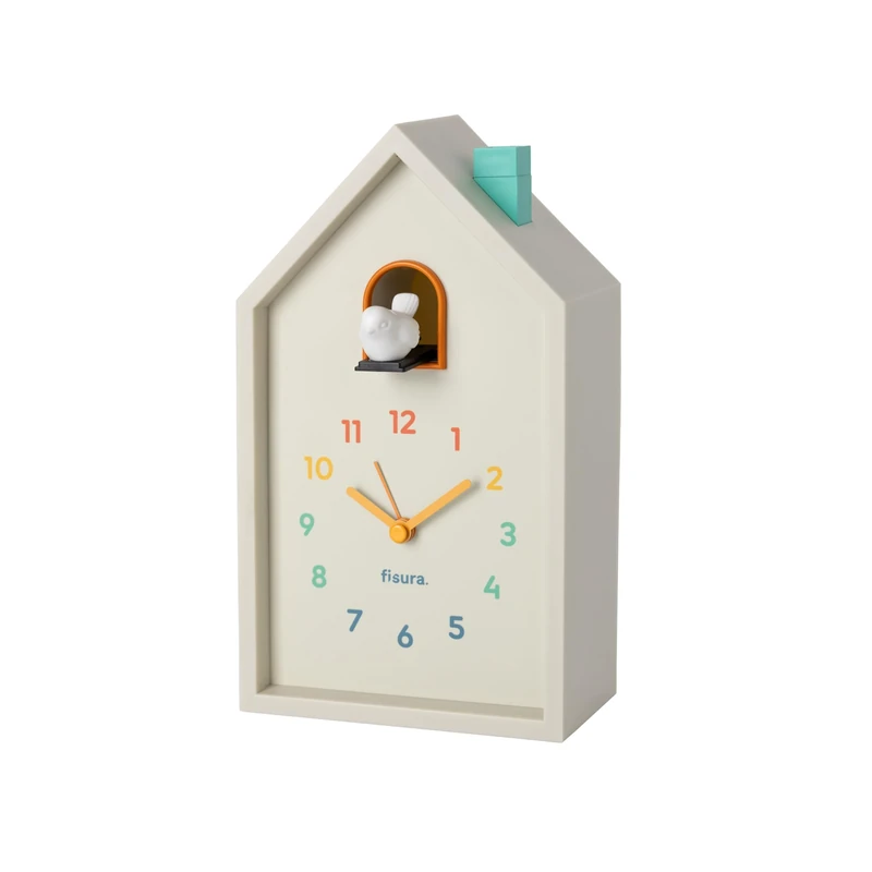 Fisura – Cuckoo alarm clock house with color, bedside table clock, original analog alarm clock with hands, snooze button, and light, Powered by 3 AA batteries (not included). (Multicolor)