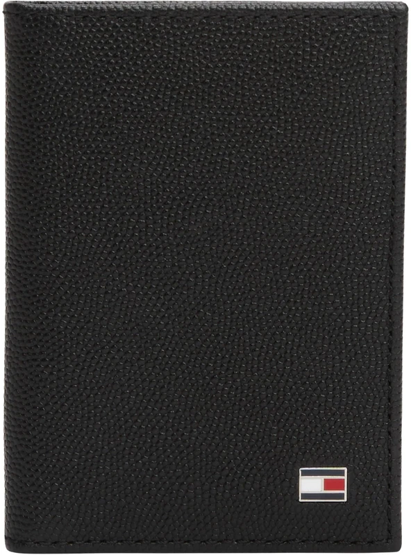 Tommy Hilfiger Men’s Bifold Wallet with Logo, Black (Black), One Size