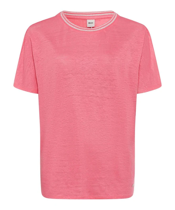 BRAX Women's Style.caelen Linen Solid T-Shirt, 80 Dragonfruit, 12