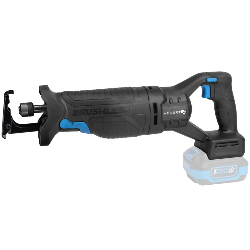 HÖGERT TECHNIK Cordless Reciprocating Saw 18 V, Brushless Motor, Wireless, 0-3000 RPM, 28 mm Saw Blade Stroke, Tool-Free Blade Change, Metal Gear, Anti-Vibration Handle, Battery Not Included