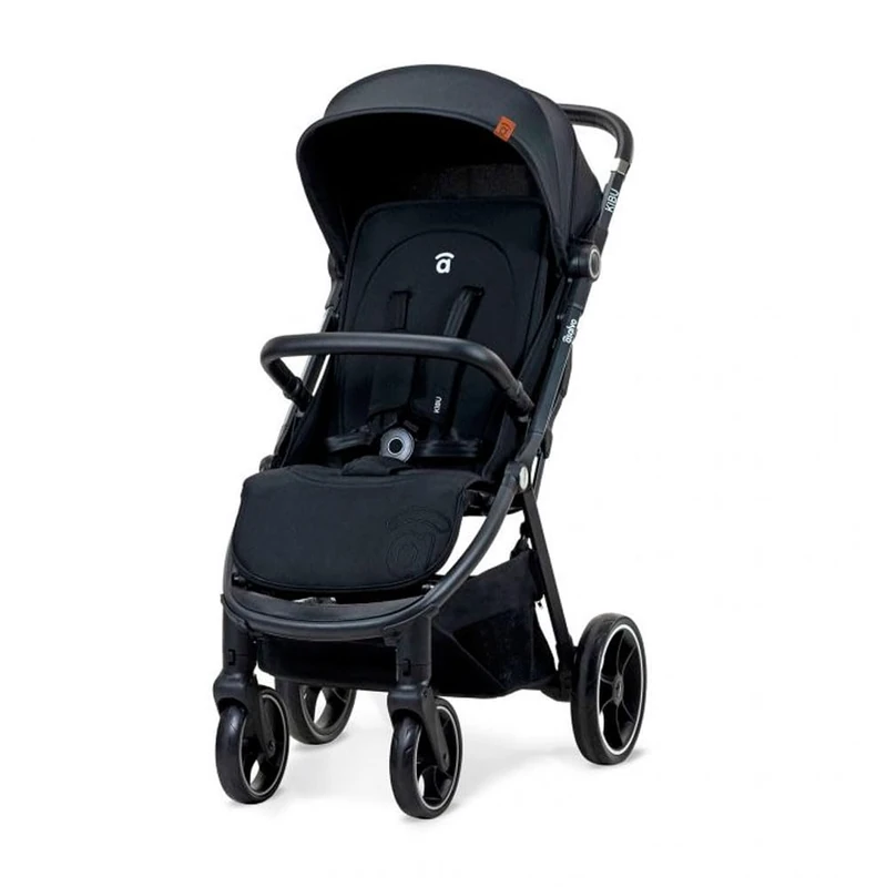 Asalvo KIBU Pushchair, Baby Stroller, Baby Stroller, Comfortable, Ultralight, Safe, Hood with Window and Rear Brake, Handled, Compact Folding, Maximum Load 24 kg, Black