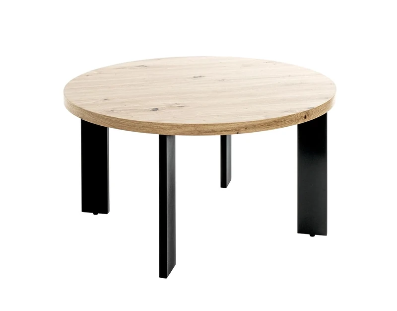 HAKU Möbel coffee table, oak, black, MDF, metal - Dim.: H 42 x Ø 75 cm, Style: Modern