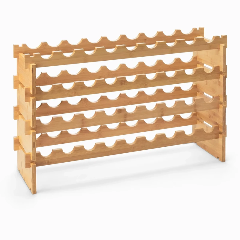Amazon Basics Stackable Natural Bamboo Wine Rack, 36 Bottle Capacity