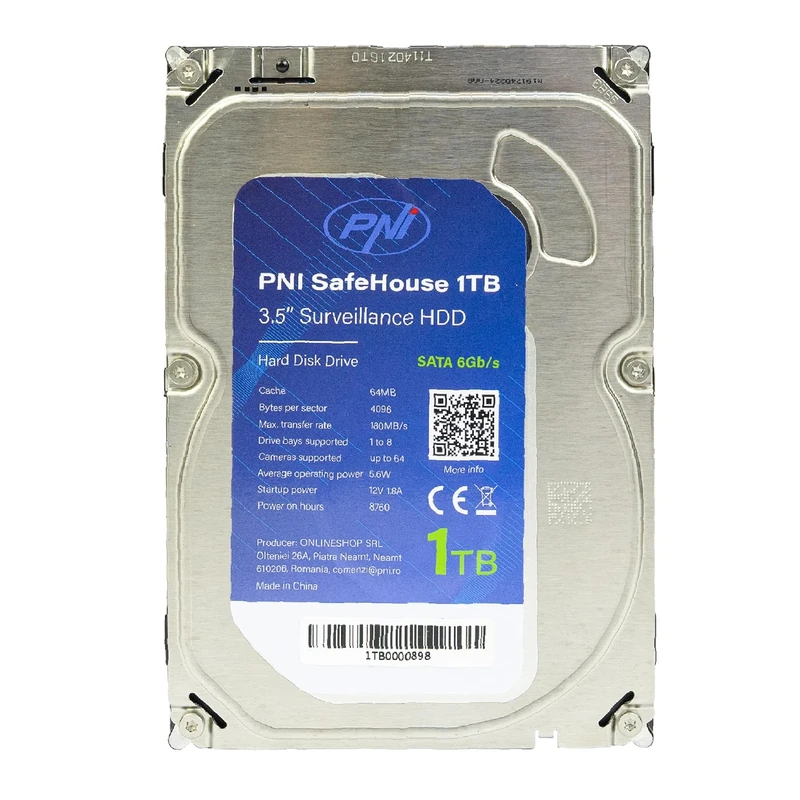PNI Internal Hard Disk SafeHouse 1TB, 3.5" HDD, CCTV, 64MB, for surveillance systems