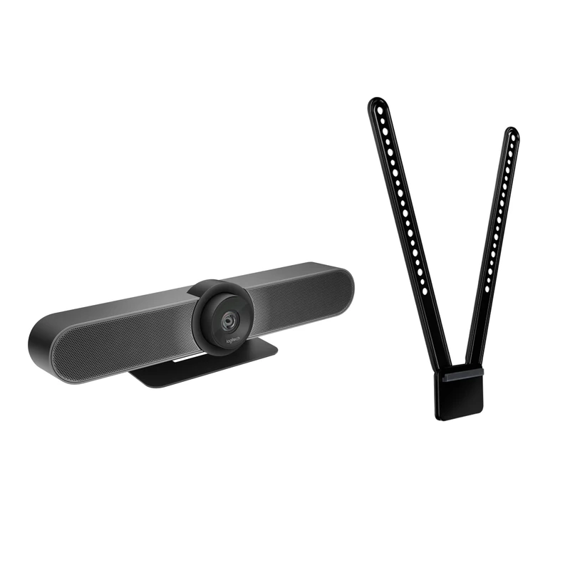 Logitech MeetUp 2 All-in-One USB Conference Room Camera, Compact Video Bar, Active USB Cable | Single-cable BYOD connection with MeetUp 2, TV Mount for Video Conference System MeetUpTV