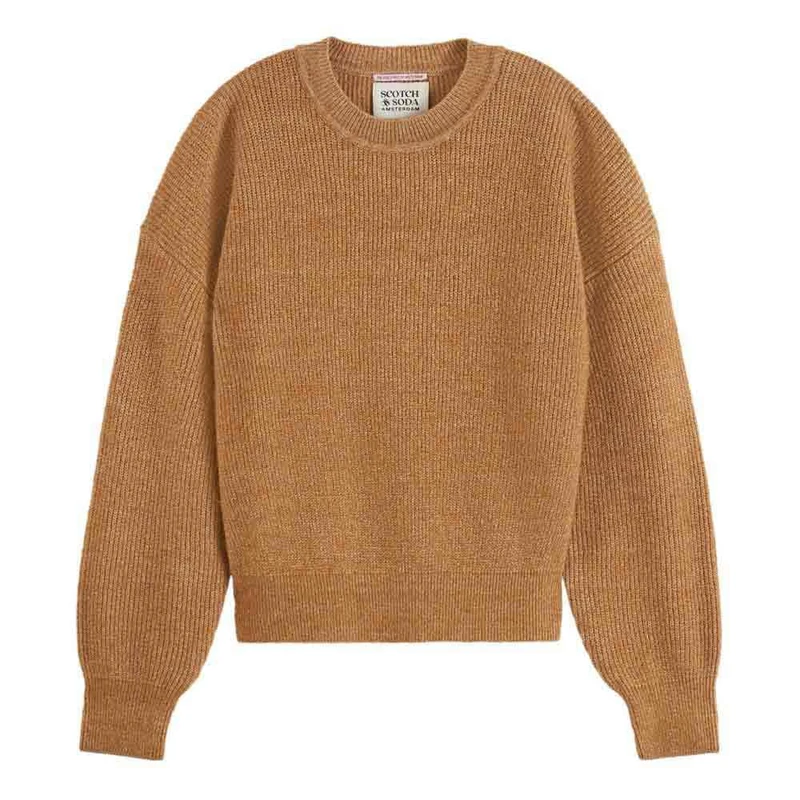 Scotch & Soda Womens Core Fuzzy Crew Neck Pullover Sweater, Tobacco Melange 210, M UK