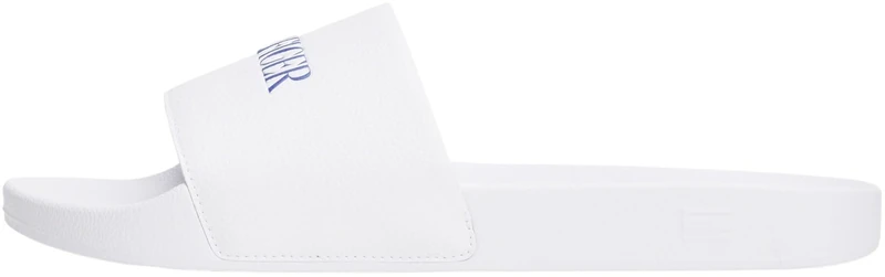 Tommy Hilfiger Men’s Print Tumble Slides with Logo, White (White), 6.5