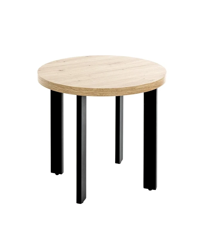 HAKU Möbel end table, oak, black, MDF, metal - Dim.: H 42 x Ø 50 cm, Style: Modern