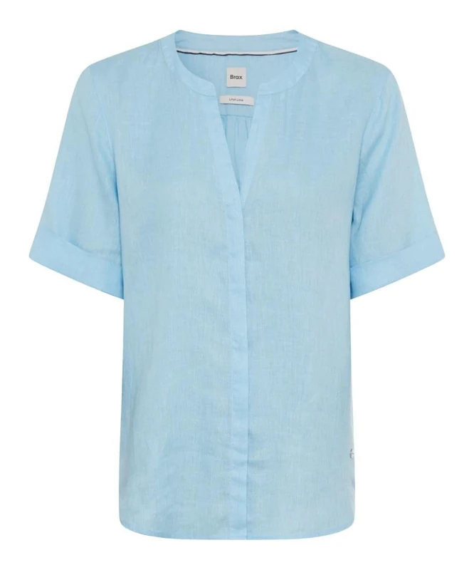 BRAX Women's Style.veri Linen Solid Blouse, 29 Blue Splash, 10