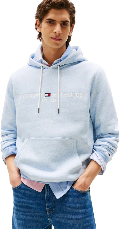 Tommy Hilfiger Men's Tommy Logo Hoodie, Grey (Bros B0802), XS