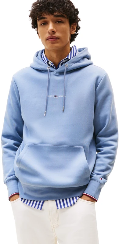 Tommy Hilfiger Men’s Hoodie, Blue (Brisk Blue), S
