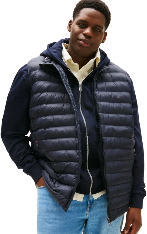 Tommy Hilfiger Men’s Recycled Packaway Gilet with Stand Collar, Blue (Desert Sky), 5XL